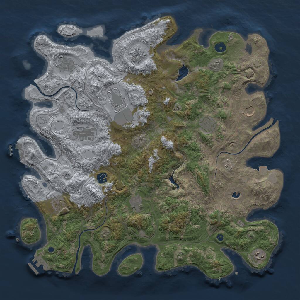 Rust Map: Procedural Map, Size: 4250, Seed: 1225135830, 17 Monuments