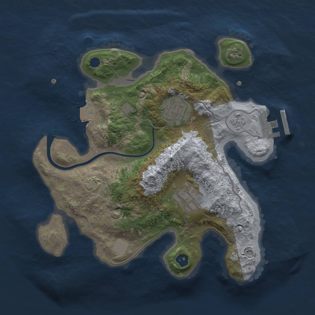 Rust Map: Procedural Map, Size: 2500, Seed: 325787734, 6 Monuments