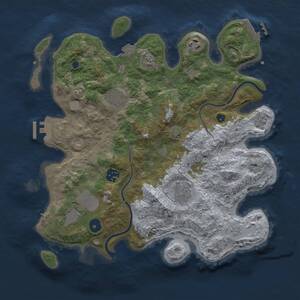 Thumbnail Rust Map: Procedural Map, Size: 3500, Seed: 1325272634, 12 Monuments
