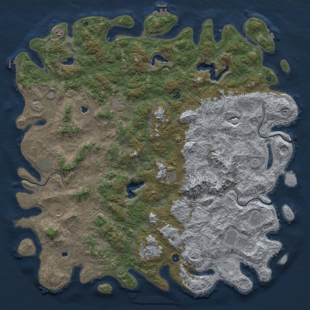 Rust Map: Procedural Map, Size: 6000, Seed: 1127534566, 17 Monuments