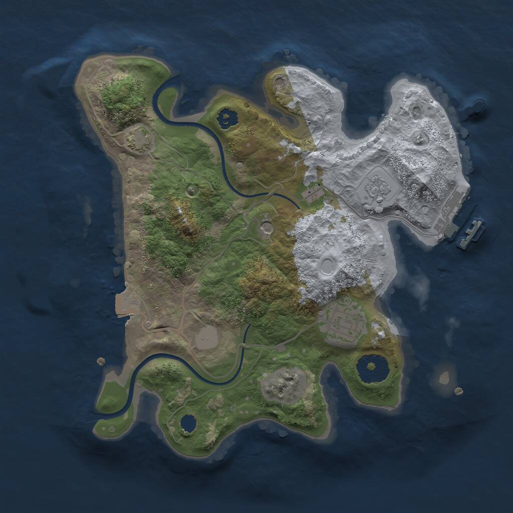Rust Map: Procedural Map, Size: 2500, Seed: 8534672, 6 Monuments
