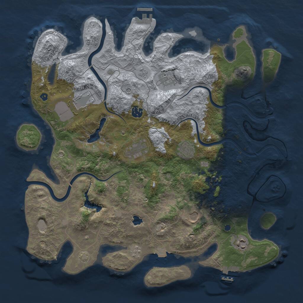 Rust Map: Procedural Map, Size: 4000, Seed: 128494712, 14 Monuments