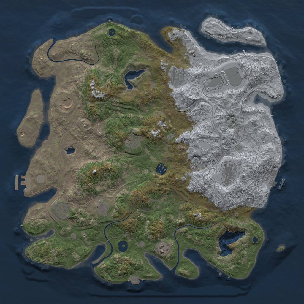 Rust Map: Procedural Map, Size: 4250, Seed: 2086804297, 16 Monuments