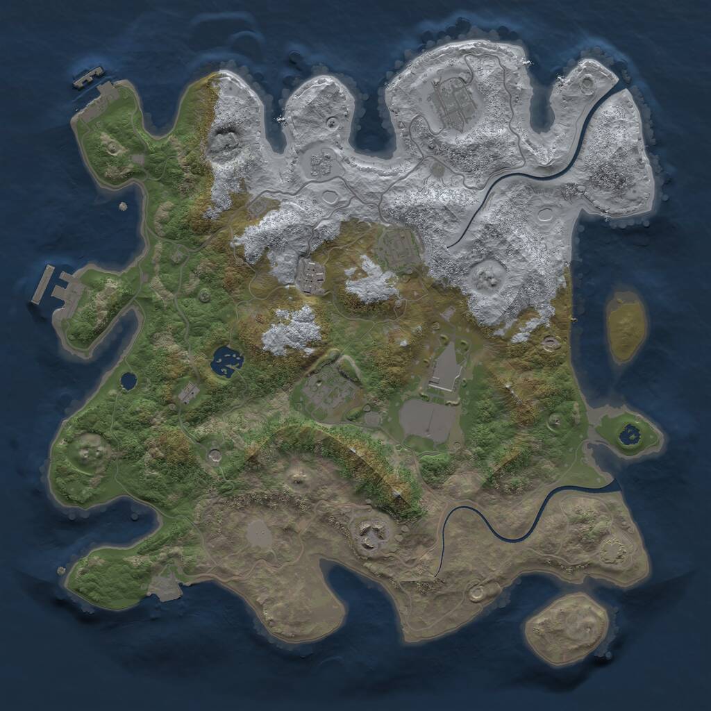 Rust Map: Procedural Map, Size: 3500, Seed: 1106019504, 13 Monuments