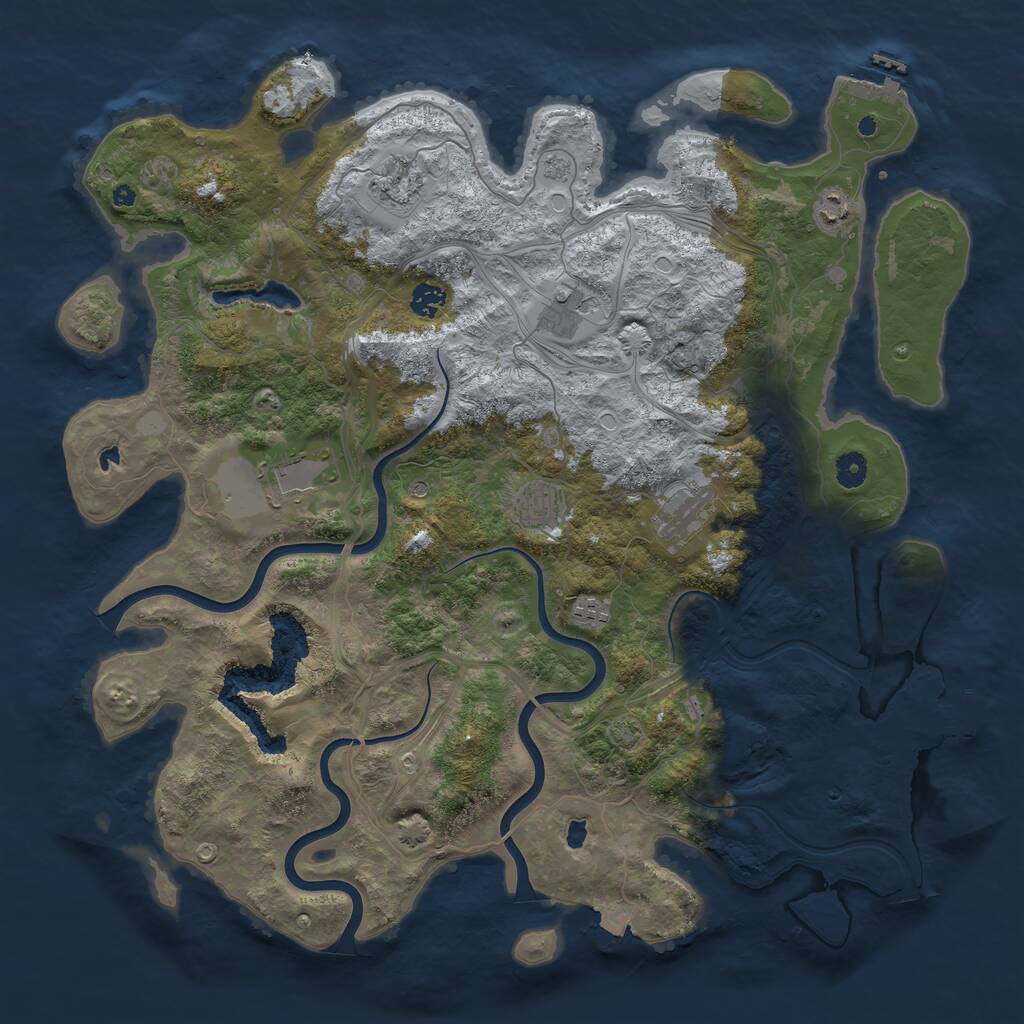 Rust Map: Procedural Map, Size: 4500, Seed: 40500, 14 Monuments