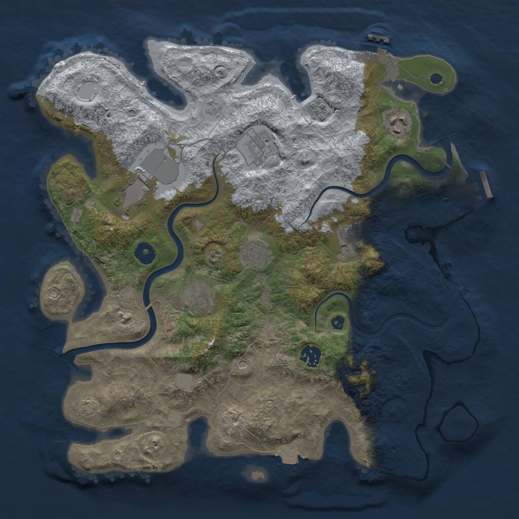 Rust Map: Procedural Map, Size: 3750, Seed: 13045623, 14 Monuments