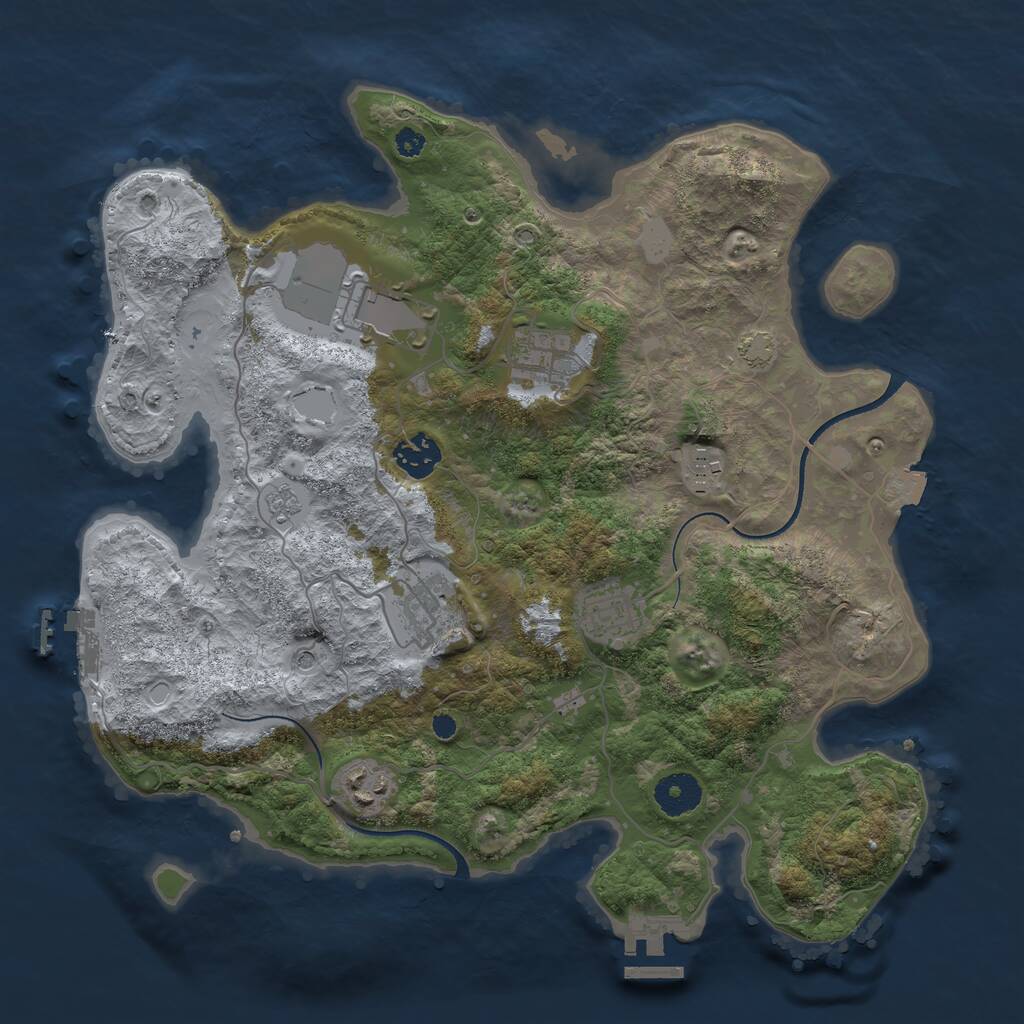 Rust Map: Procedural Map, Size: 3500, Seed: 2000789235, 13 Monuments