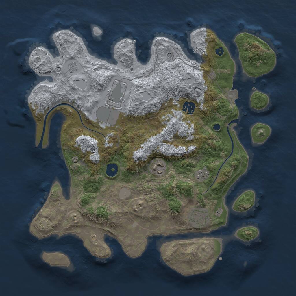 Rust Map: Procedural Map, Size: 3500, Seed: 337334231, 9 Monuments
