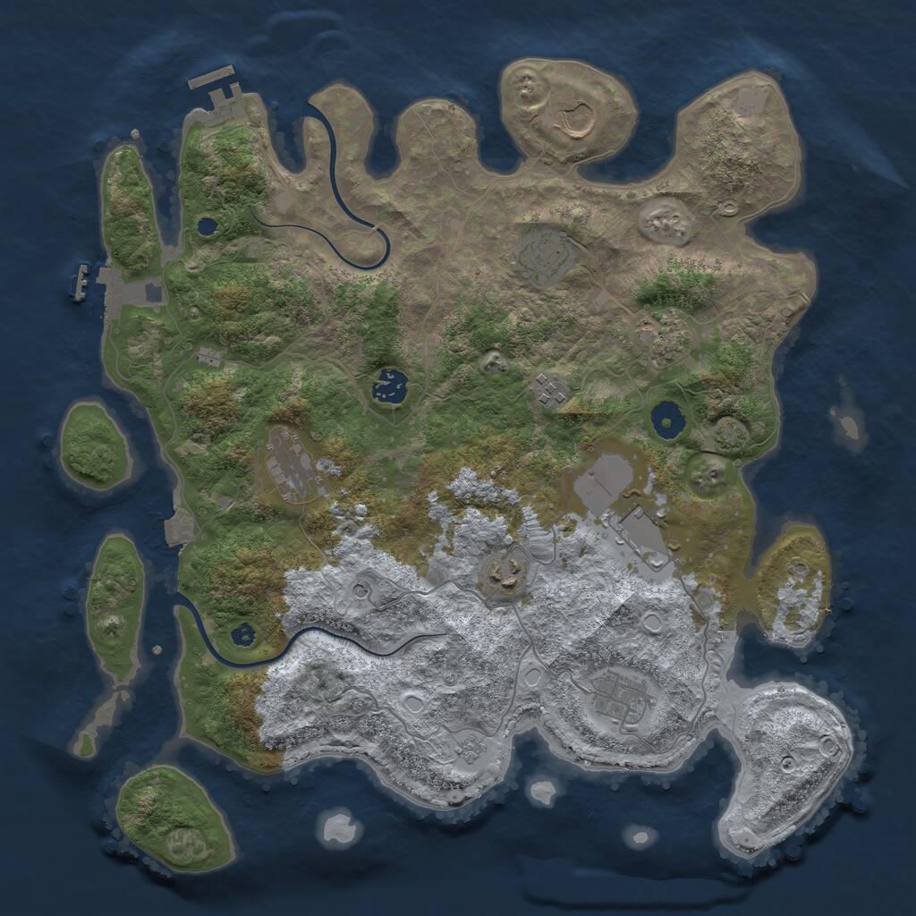 Rust Map: Procedural Map, Size: 3900, Seed: 76756, 15 Monuments