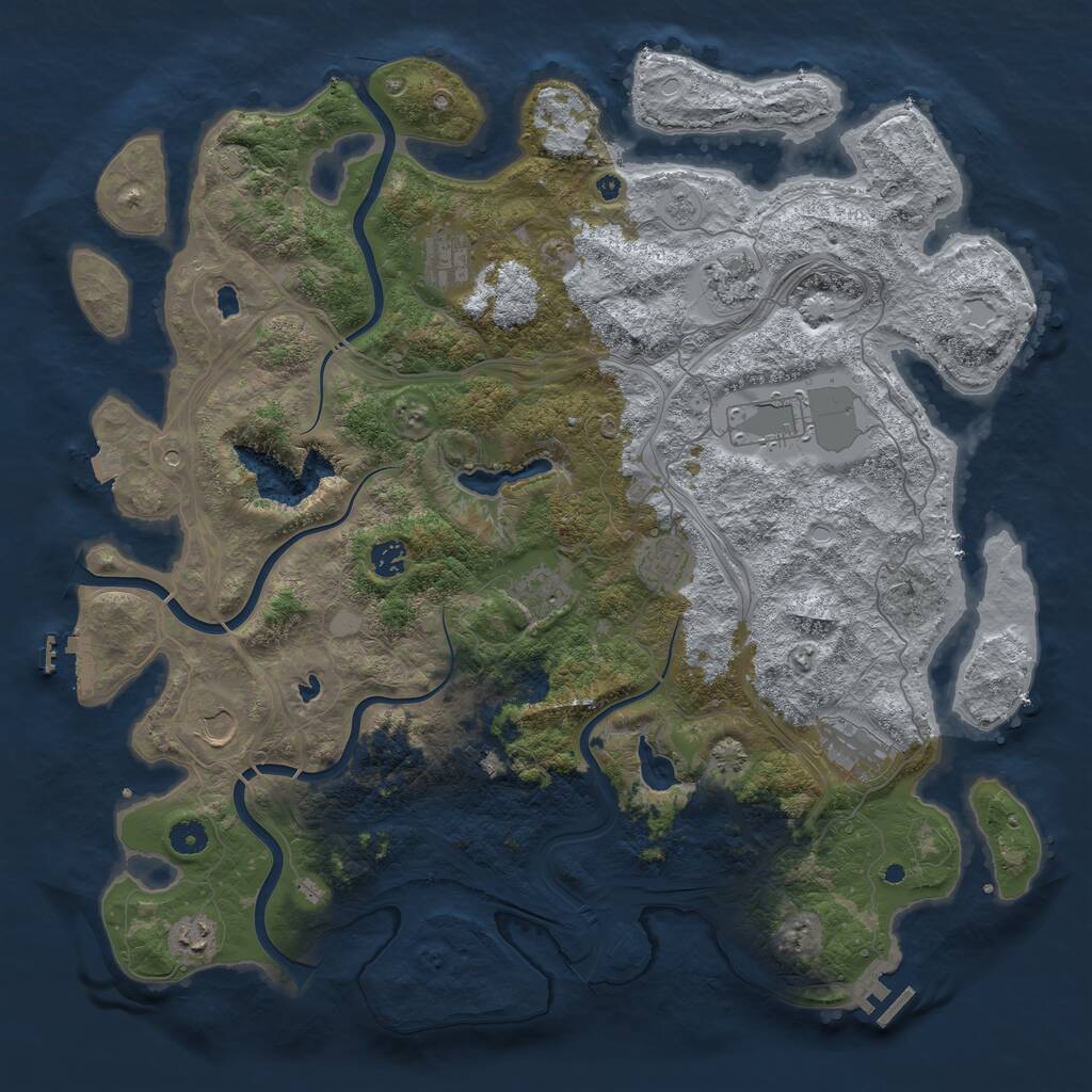 Rust Map: Procedural Map, Size: 4500, Seed: 1480049054, 16 Monuments