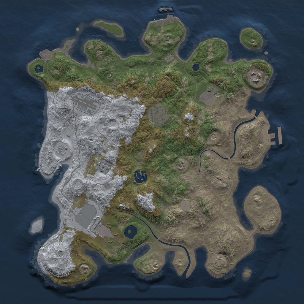 Rust Map: Procedural Map, Size: 3500, Seed: 1834608108, 13 Monuments
