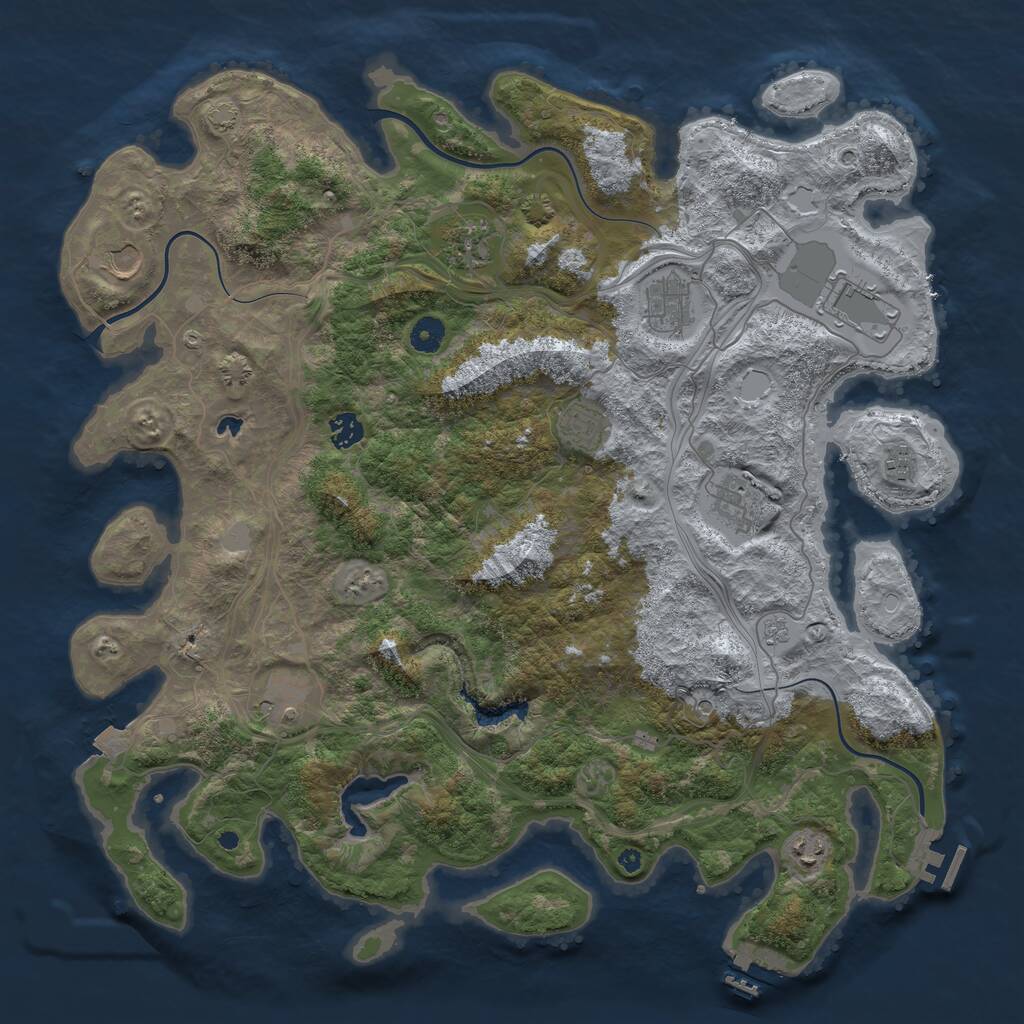 Rust Map: Procedural Map, Size: 4400, Seed: 626798, 16 Monuments