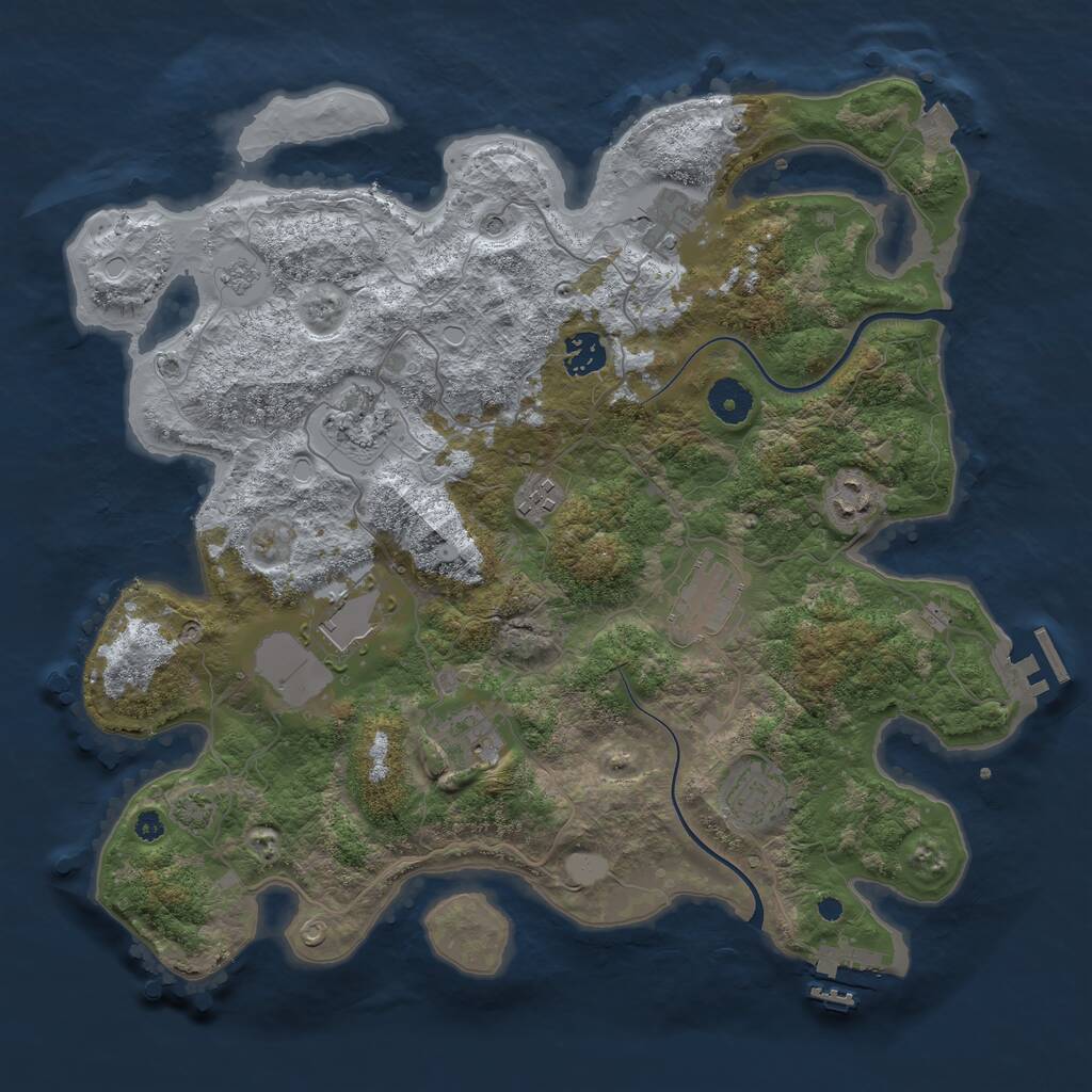 Rust Map: Procedural Map, Size: 3750, Seed: 1860861130, 15 Monuments