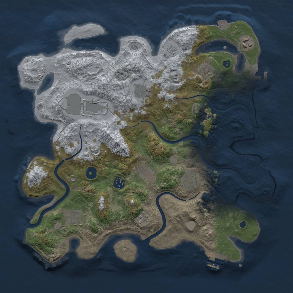Rust Map: Procedural Map, Size: 3750, Seed: 1860861130, 15 Monuments