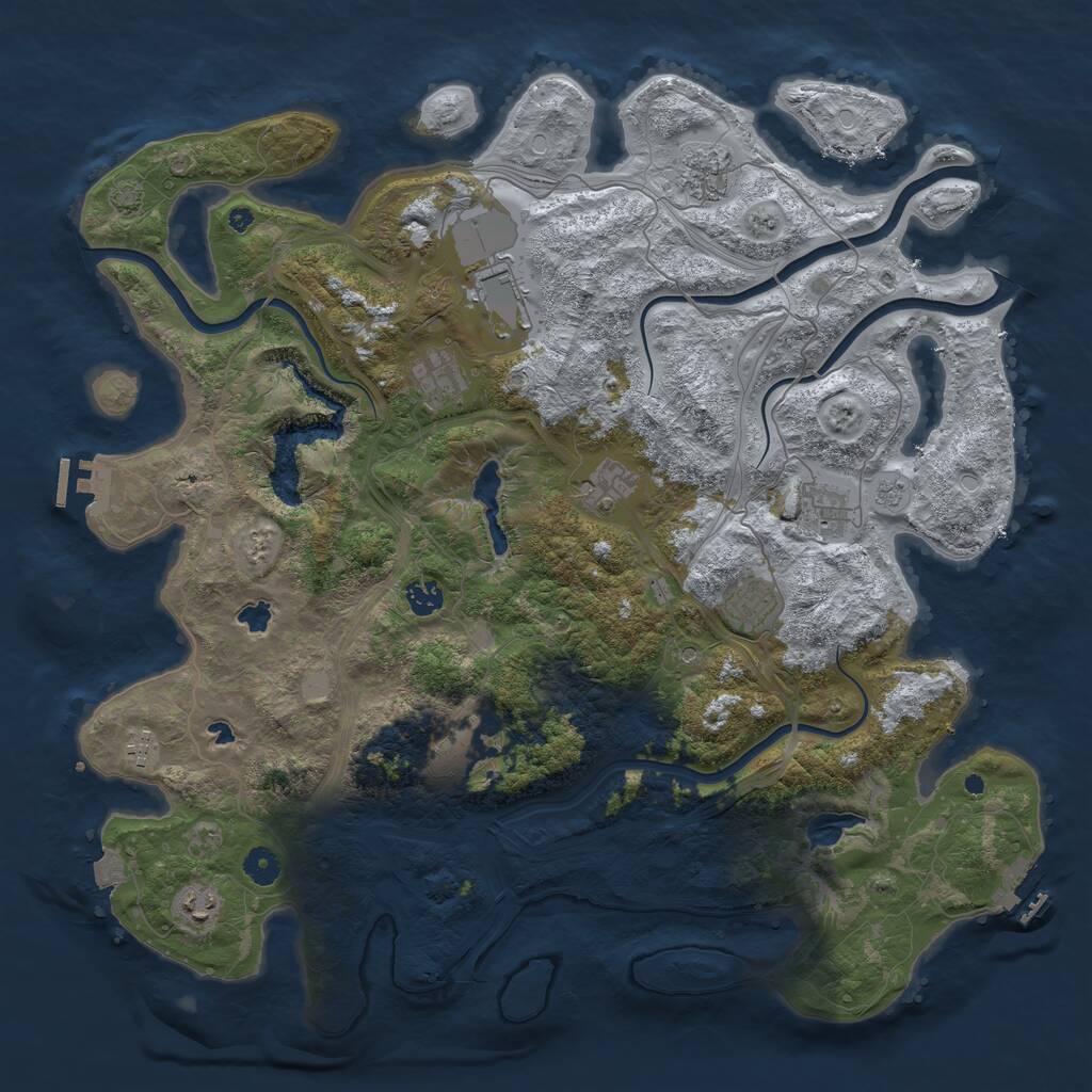 Rust Map: Procedural Map, Size: 4500, Seed: 564825, 16 Monuments