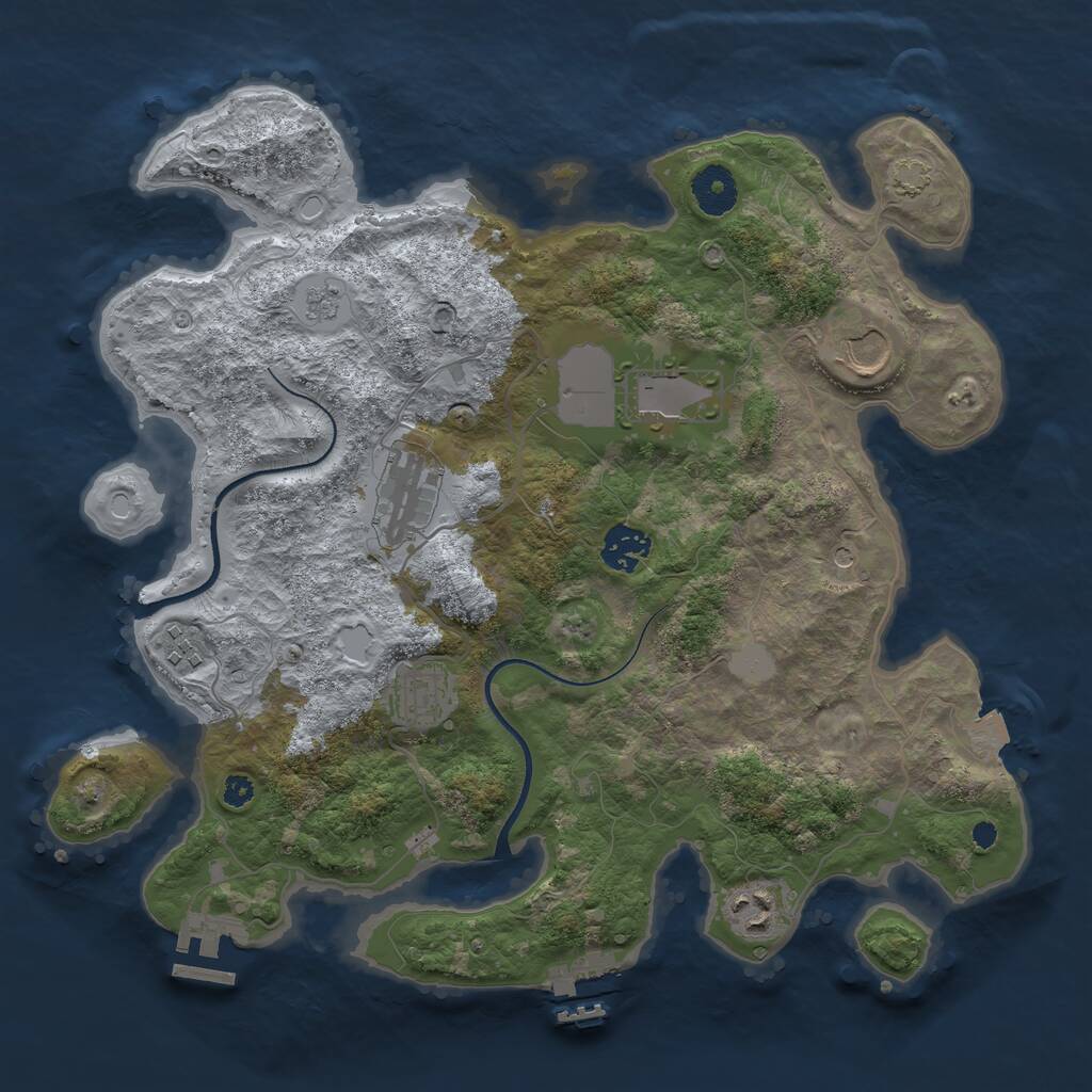 Rust Map: Procedural Map, Size: 3500, Seed: 611370, 13 Monuments