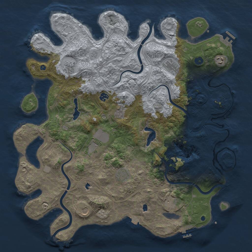 Rust Map: Procedural Map, Size: 4500, Seed: 1343990922, 16 Monuments