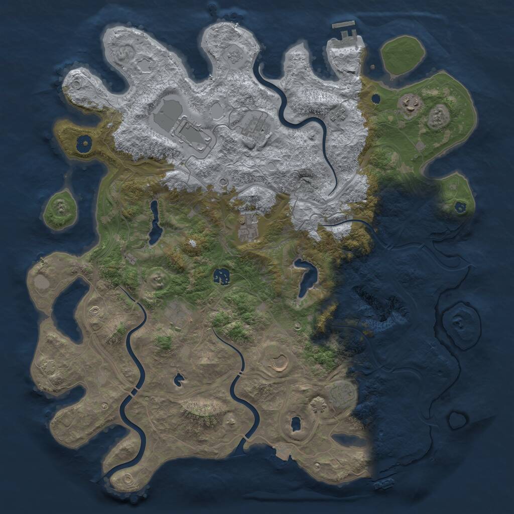 Rust Map: Procedural Map, Size: 4500, Seed: 1343990922, 15 Monuments