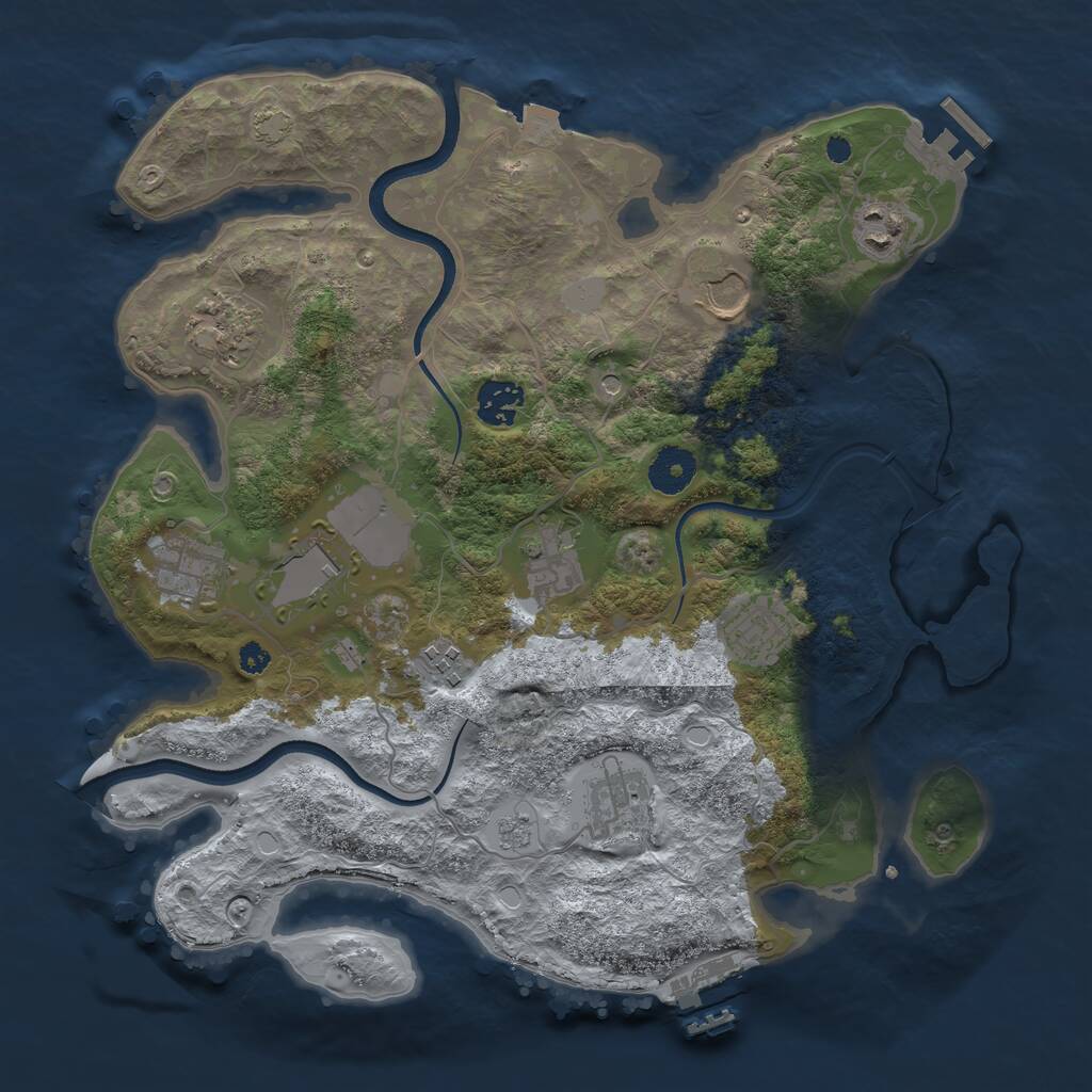 Rust Map: Procedural Map, Size: 3500, Seed: 1083546260, 16 Monuments