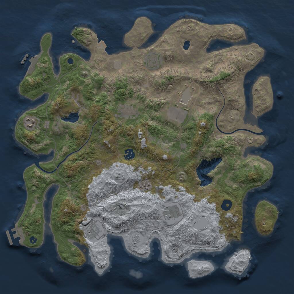 Rust Map: Procedural Map, Size: 4000, Seed: 9586867, 14 Monuments