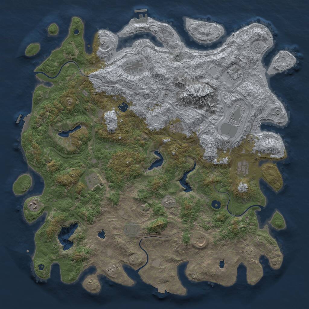 Rust Map: Procedural Map, Size: 5000, Seed: 121838037, 17 Monuments