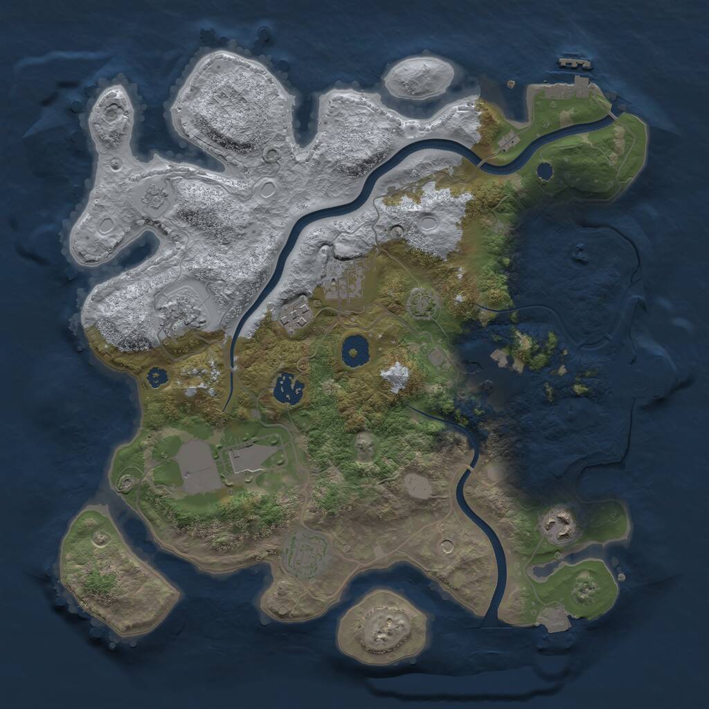 Rust Map: Procedural Map, Size: 3500, Seed: 500040, 14 Monuments
