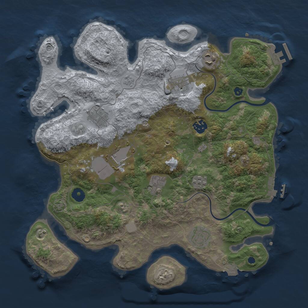 Rust Map: Procedural Map, Size: 3500, Seed: 500040, 14 Monuments