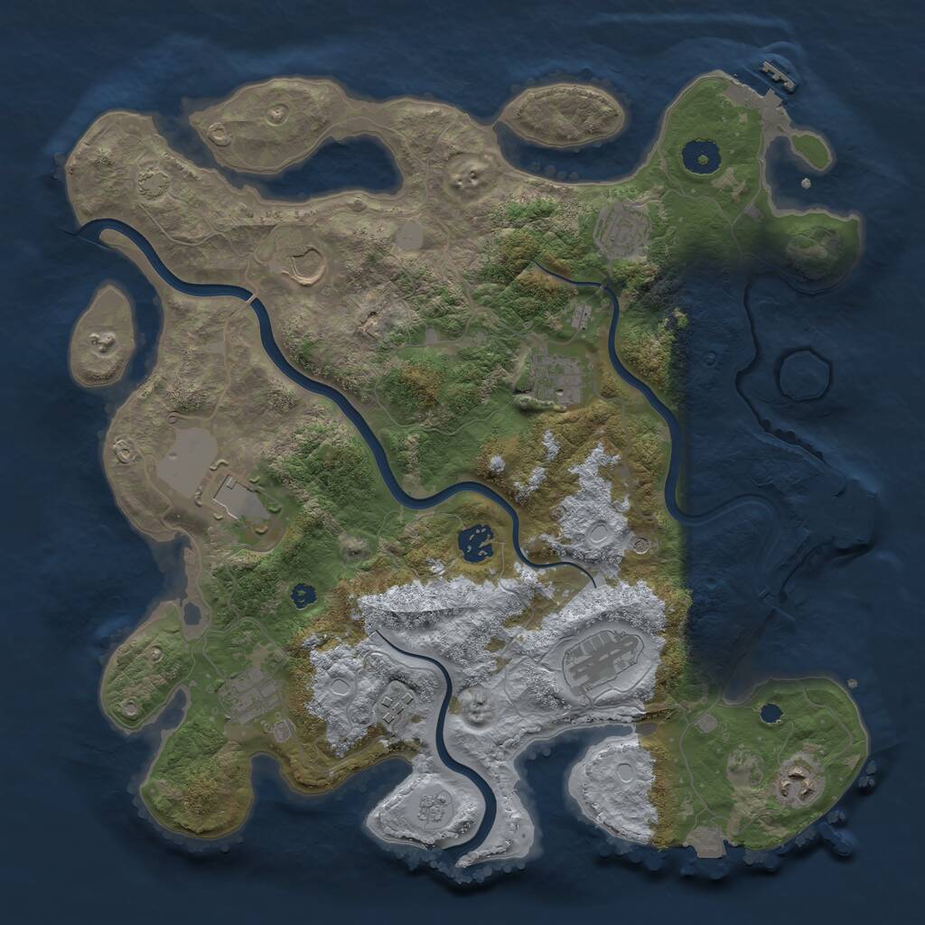 Rust Map: Procedural Map, Size: 3750, Seed: 1858829561, 15 Monuments