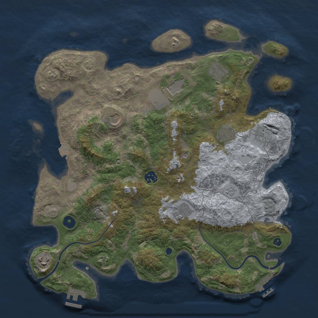 Rust Map: Procedural Map, Size: 3900, Seed: 58568, 15 Monuments