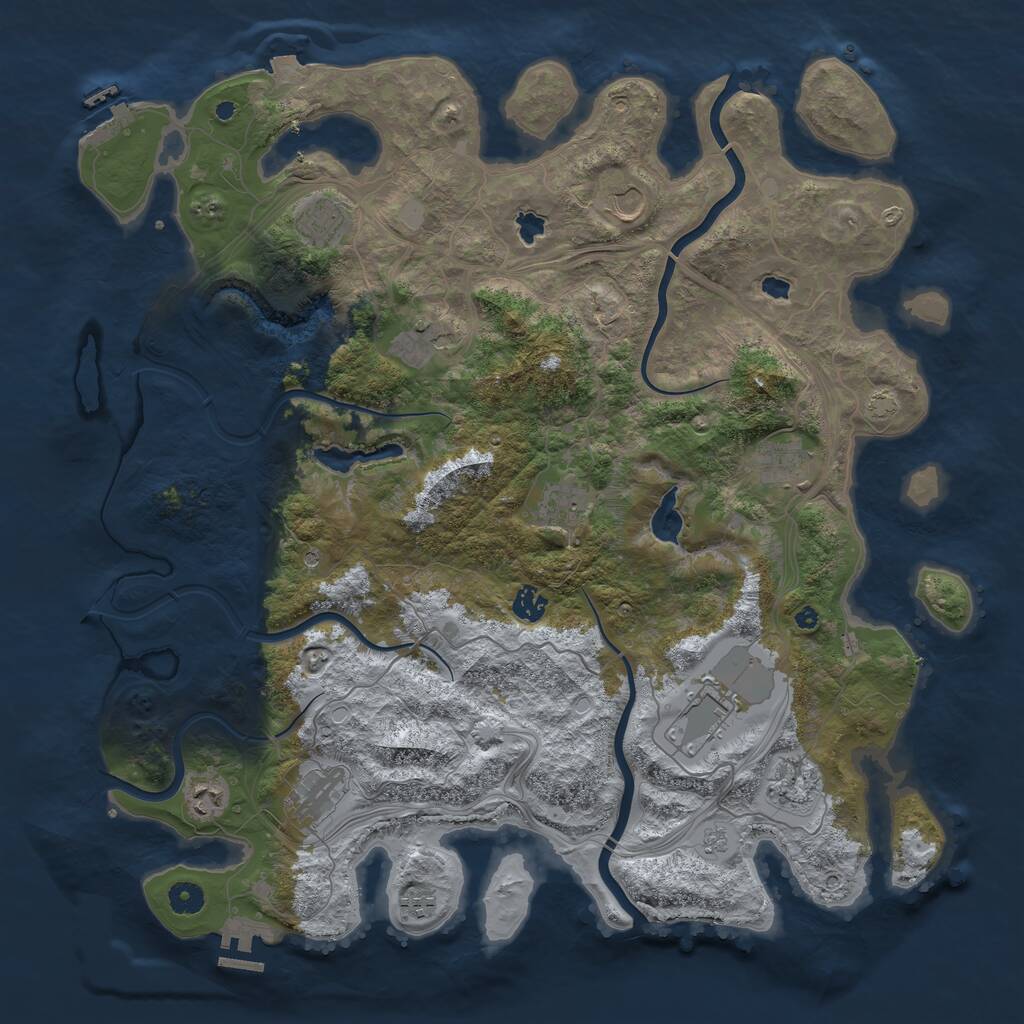 Rust Map: Procedural Map, Size: 4500, Seed: 1140702087, 17 Monuments