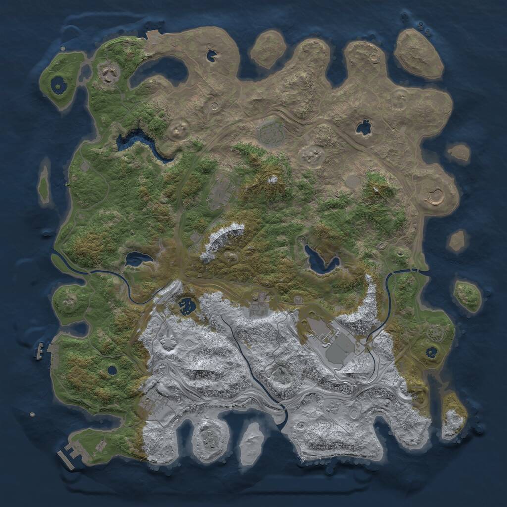 Rust Map: Procedural Map, Size: 4500, Seed: 1140702087, 15 Monuments