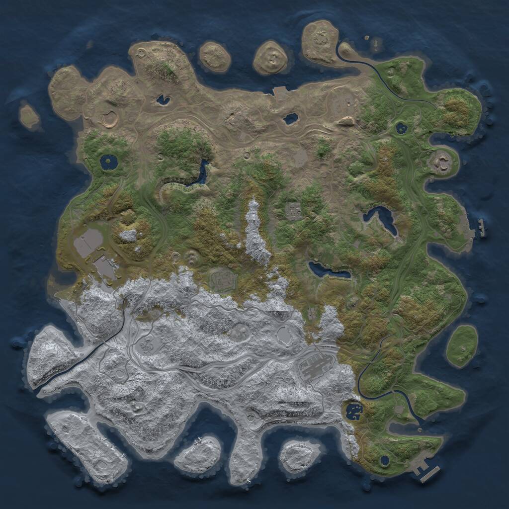 Rust Map: Procedural Map, Size: 4500, Seed: 1606123854, 14 Monuments