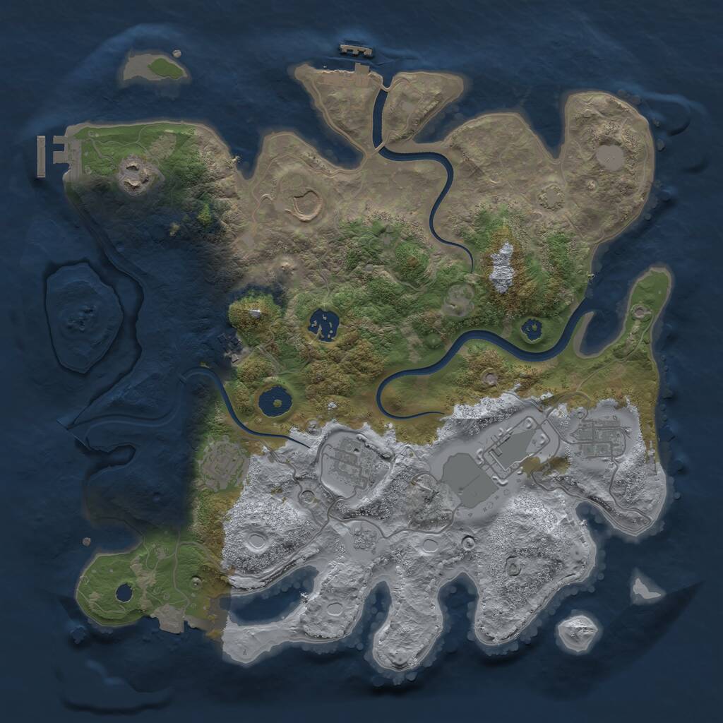 Rust Map: Procedural Map, Size: 3500, Seed: 46957541, 14 Monuments