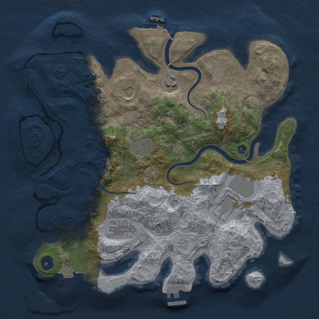 Rust Map: Procedural Map, Size: 3500, Seed: 46957541, 12 Monuments