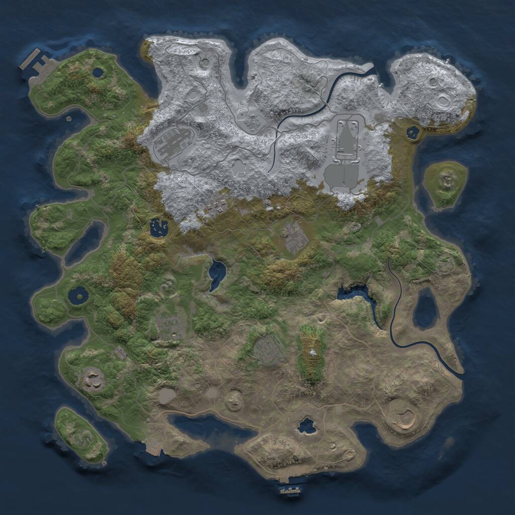 Rust Map: Procedural Map, Size: 4000, Seed: 635529, 15 Monuments