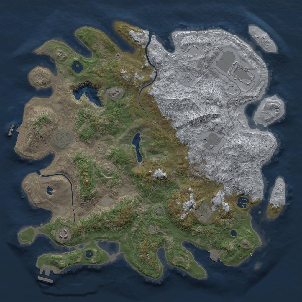 Rust Map: Procedural Map, Size: 4000, Seed: 1920557777, 13 Monuments