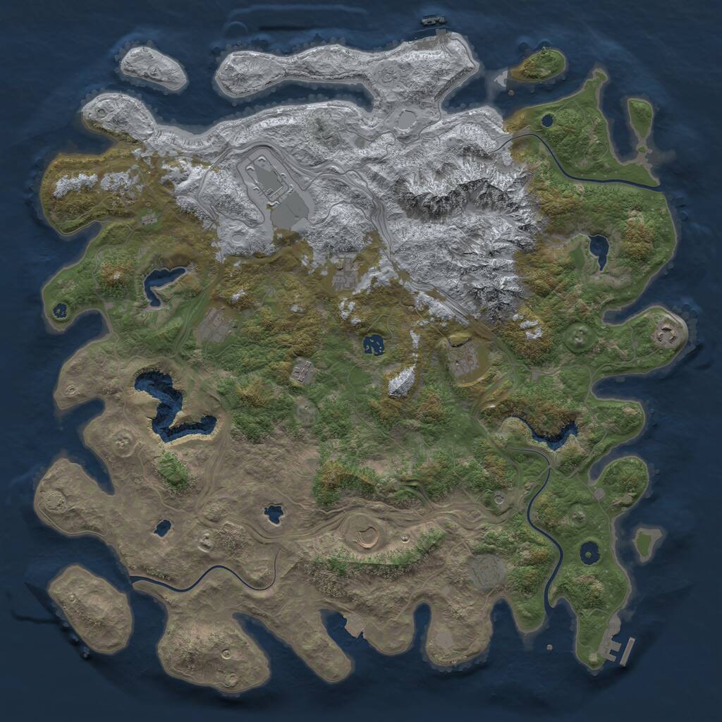 Rust Map: Procedural Map, Size: 5000, Seed: 97845611, 16 Monuments