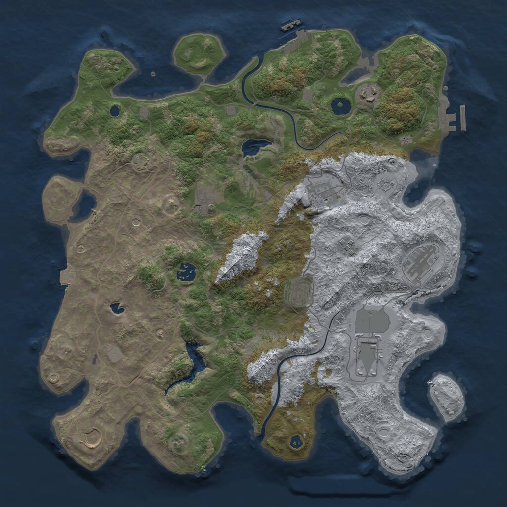 Rust Map: Procedural Map, Size: 4000, Seed: 369801637, 15 Monuments