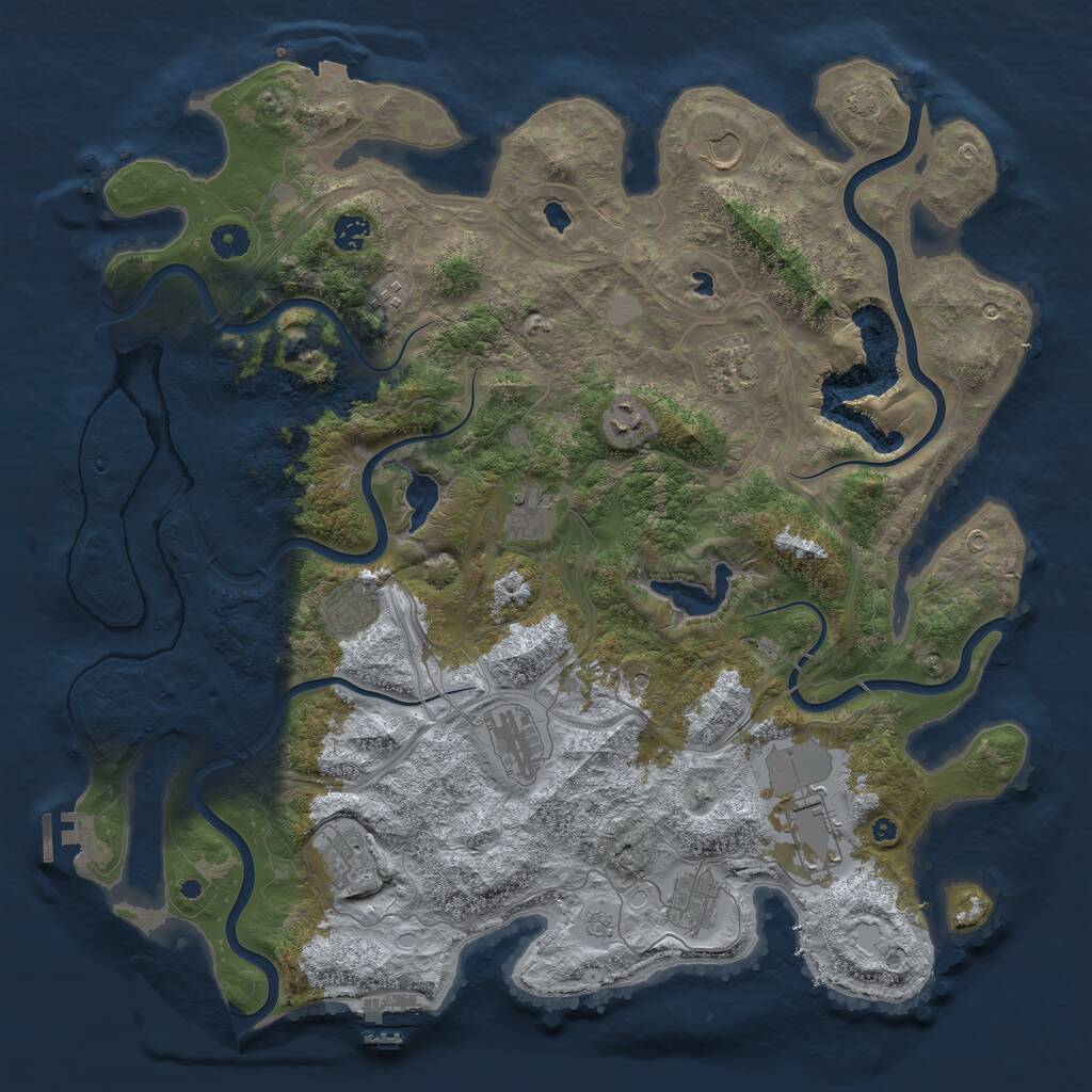 Rust Map: Procedural Map, Size: 4500, Seed: 888888, 17 Monuments
