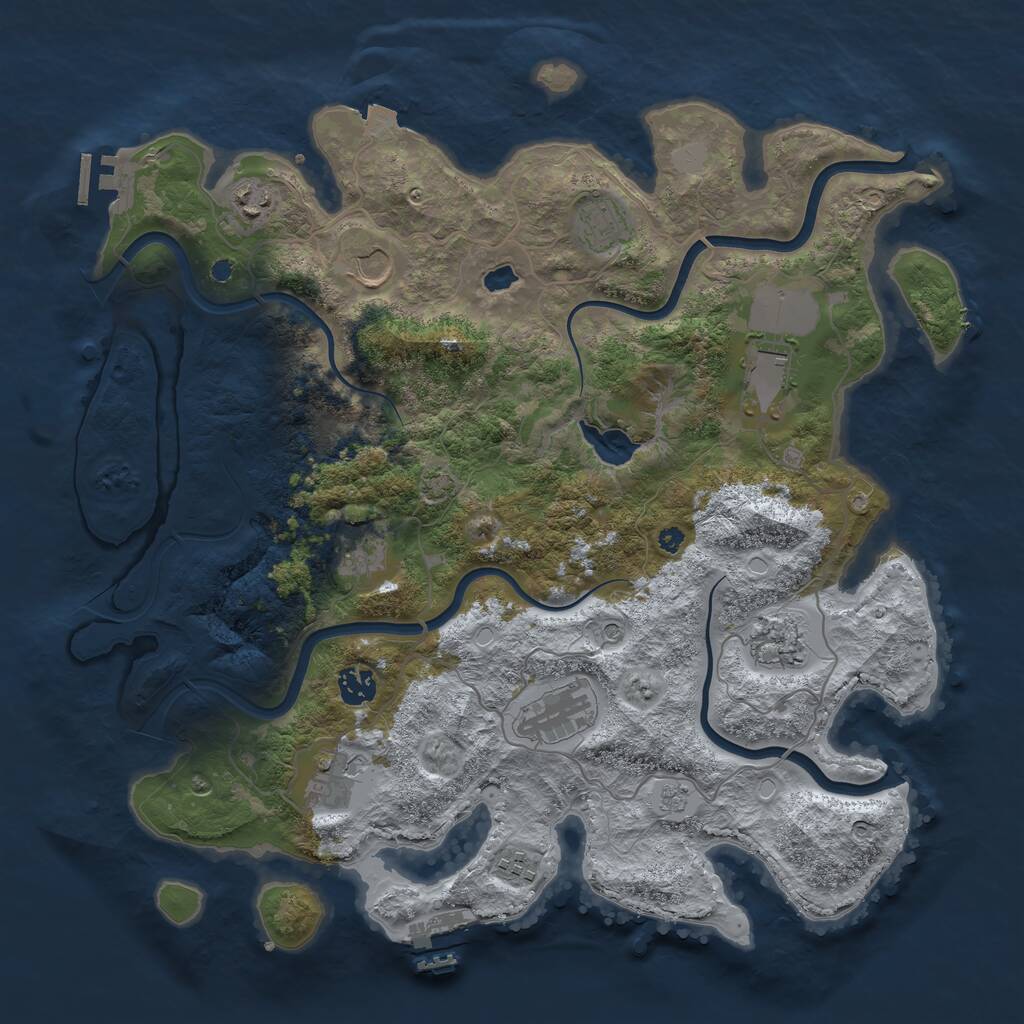Rust Map: Procedural Map, Size: 4000, Seed: 1836630977, 16 Monuments
