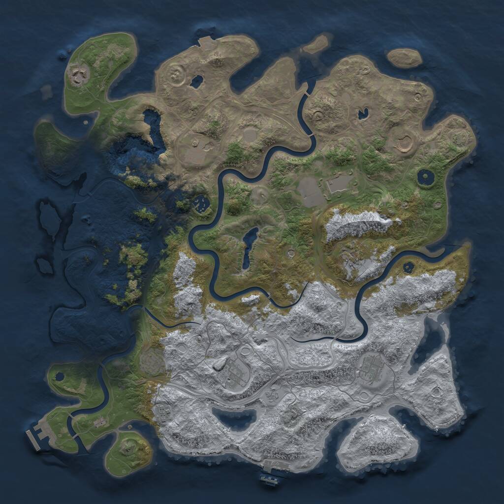 Rust Map: Procedural Map, Size: 4500, Seed: 291208490, 16 Monuments