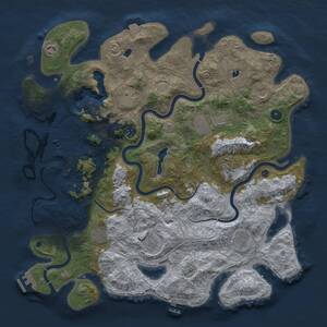 Thumbnail Rust Map: Procedural Map, Size: 4500, Seed: 291208490, 16 Monuments
