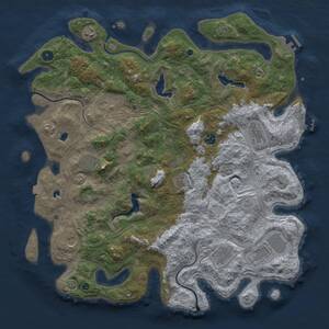 Thumbnail Rust Map: Procedural Map, Size: 4500, Seed: 7787777, 16 Monuments