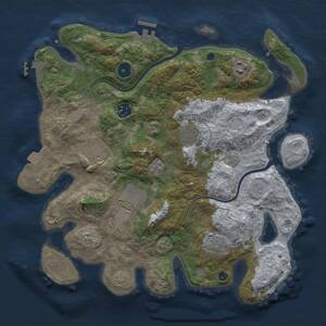 Thumbnail Rust Map: Procedural Map, Size: 3500, Seed: 1095843436, 13 Monuments