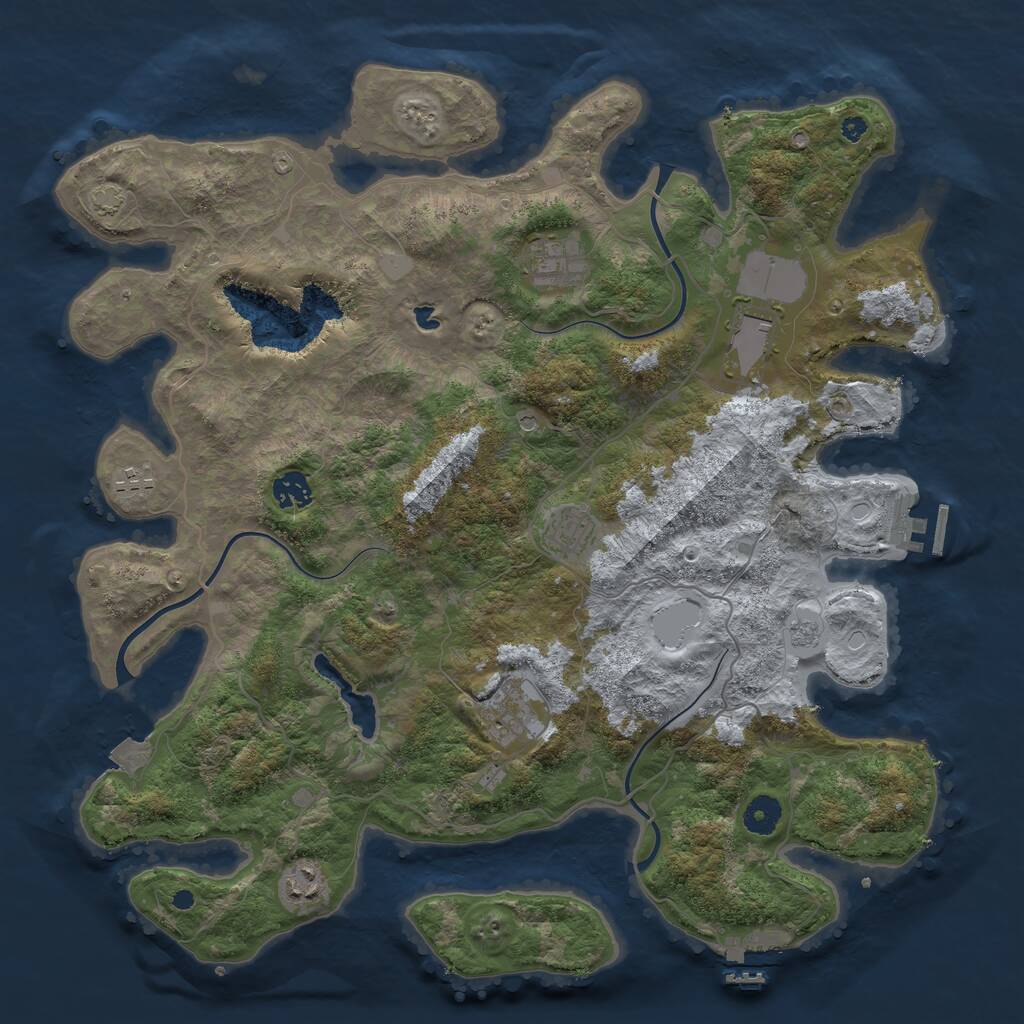 Rust Map: Procedural Map, Size: 4050, Seed: 992926475, 13 Monuments