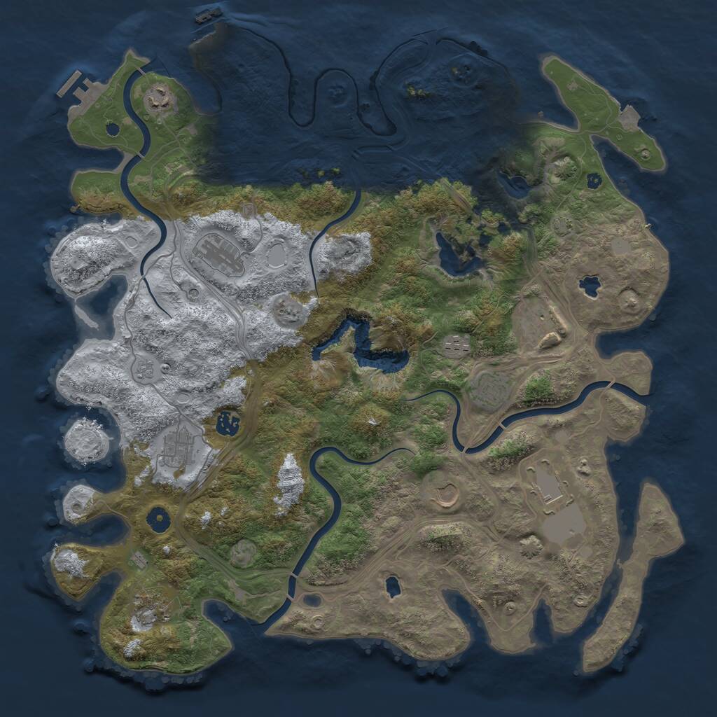 Rust Map: Procedural Map, Size: 4500, Seed: 1134780126, 16 Monuments