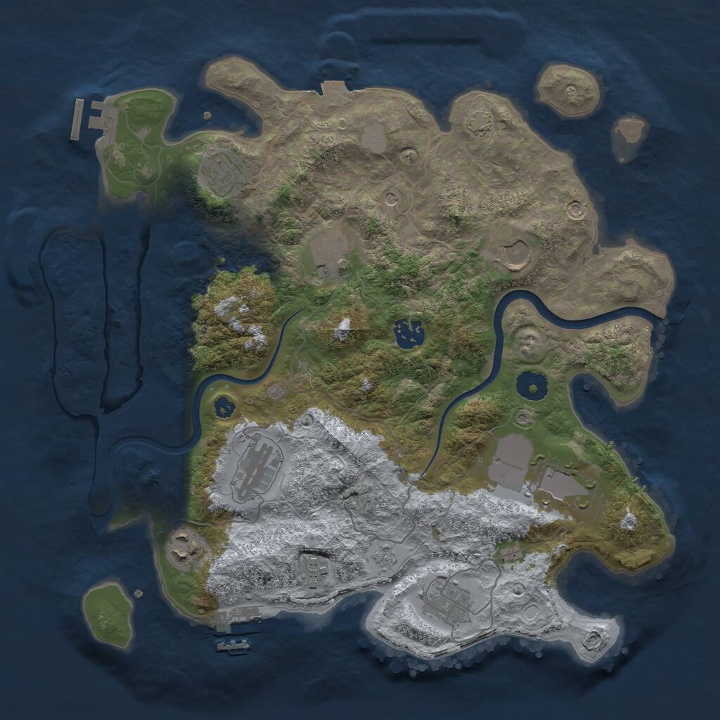 Rust Map: Procedural Map, Size: 3500, Seed: 2137594704, 15 Monuments