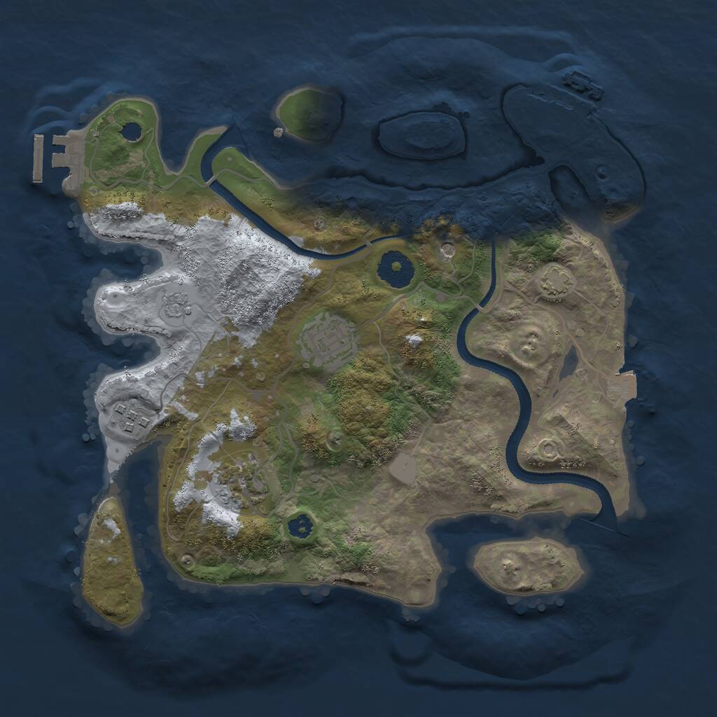 Rust Map: Procedural Map, Size: 3000, Seed: 9665487, 9 Monuments