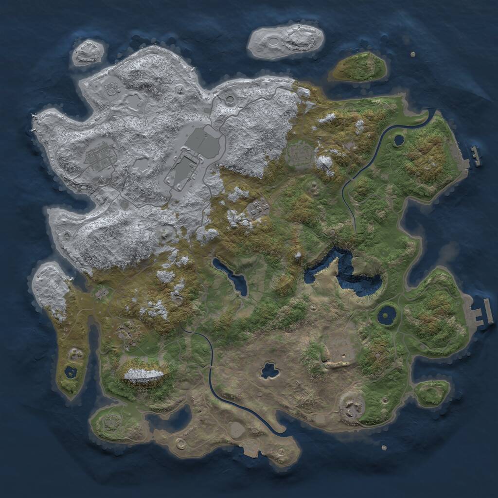 Rust Map: Procedural Map, Size: 4000, Seed: 743338547, 13 Monuments