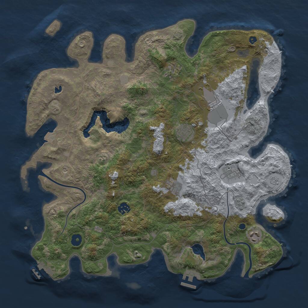 Rust Map: Procedural Map, Size: 4000, Seed: 1910439962, 14 Monuments